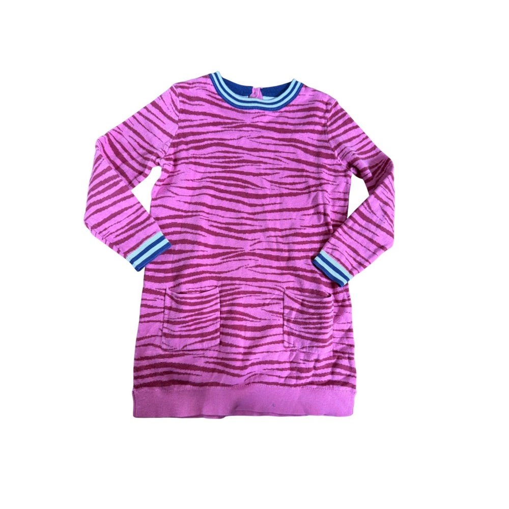 Mini Boden pink zebra print long sleeve tunic top dress